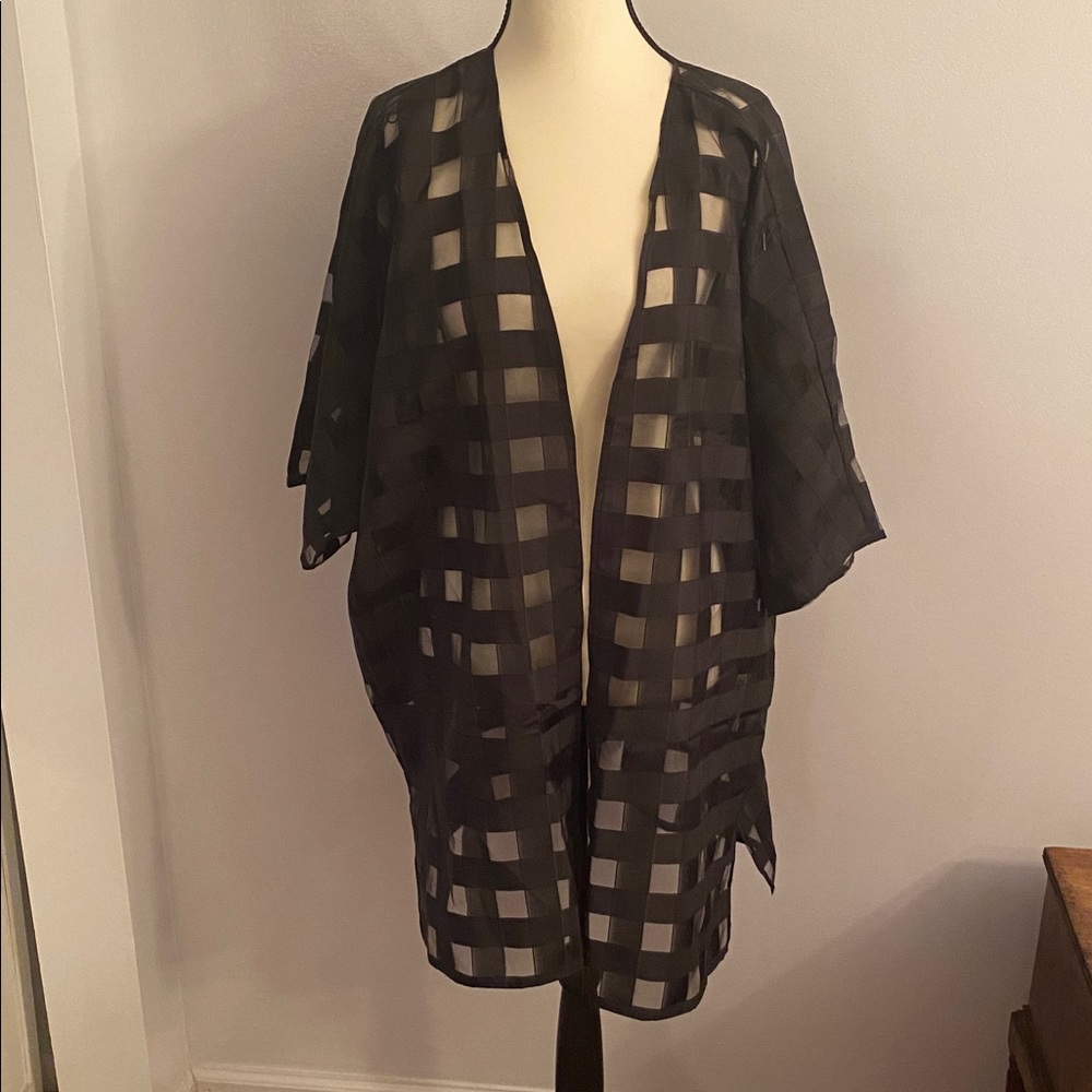 Anne Klein NWT size small/med black open front semi sheer jacket - Picture 1 of 9